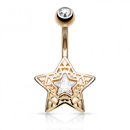 Piercing Nombril étoile Strass or rosé