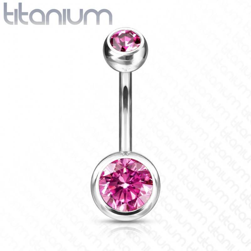 Piercing nombril simple avec strass bille 6mm rose