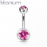 Piercing nombril simple avec strass bille 6mm rose