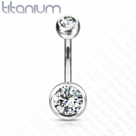 Piercing nombril simple avec strass bille 6mm blanc