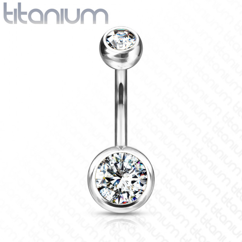 Piercing nombril simple avec strass bille 6mm blanc Piercing nombril simple avec strass bille 6mm blanc