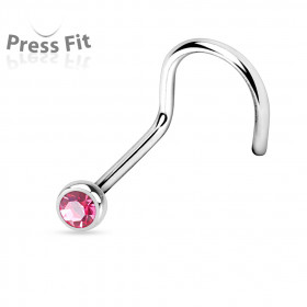 Piercing nez titane cristal rose 2mm tige 1mm