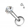 Piercing labret coeur acier chirurgical cristal motif coeur blanc pour la lèvre