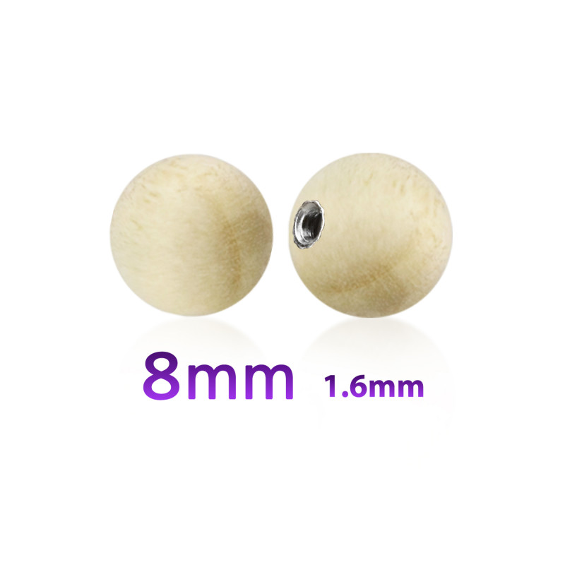 Boule en bois de crocodile de 8 mm avec un filetage en acier chirurgical de 14 g