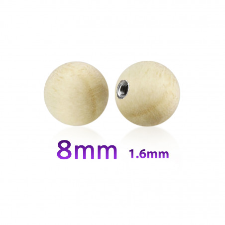 Boule en bois de crocodile de 8 mm avec un filetage en acier chirurgical de 14 g