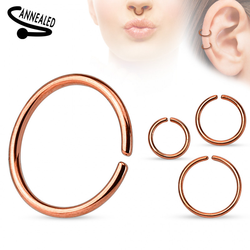 Piercing anneau nez et oreille en titane or rosé