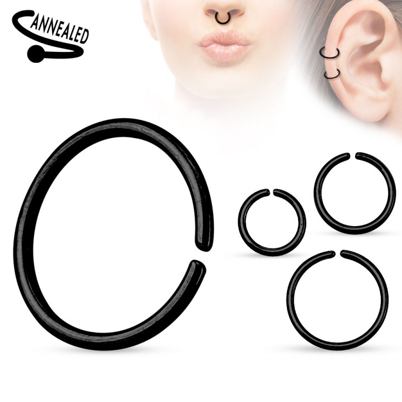 Piercing anneau nez et oreille en titane noir