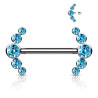 Piercing téton titane 5 strass turquoise