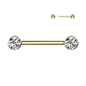 Piercing téton titane strass doré