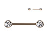 Piercing téton titane strass or rosé