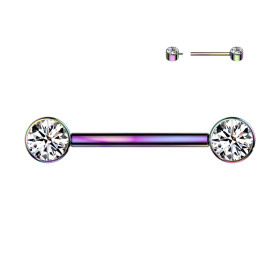 Piercing téton titane strass arc en ciel