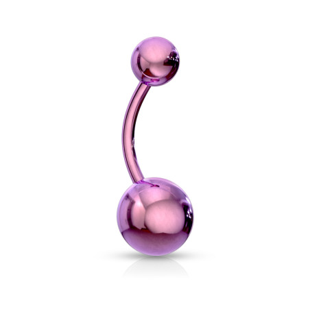 Piercing nombril double bille en titane anodisé de couleur violet