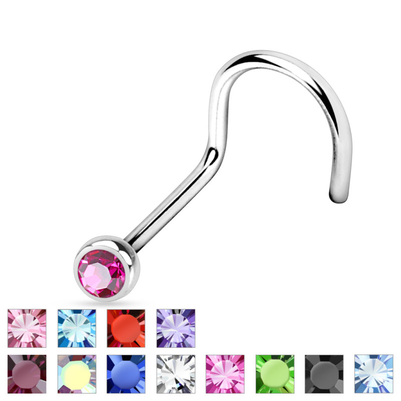 Piercing nez boule strass en 2.5mm tige 1mm