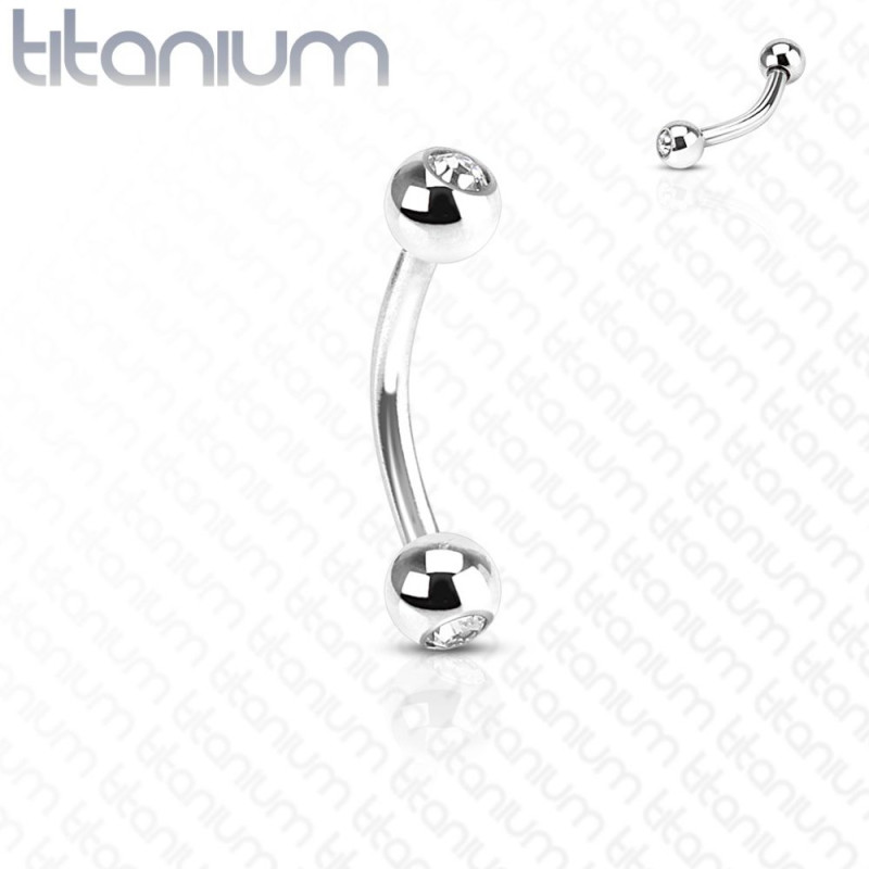 Piercing arcade en titane bille 3 mm cristal blanc - Tarawa.com