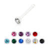 Piercing nez tige droite avec strass en acrylique