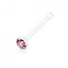 Piercing nez tige droite avec strass rose