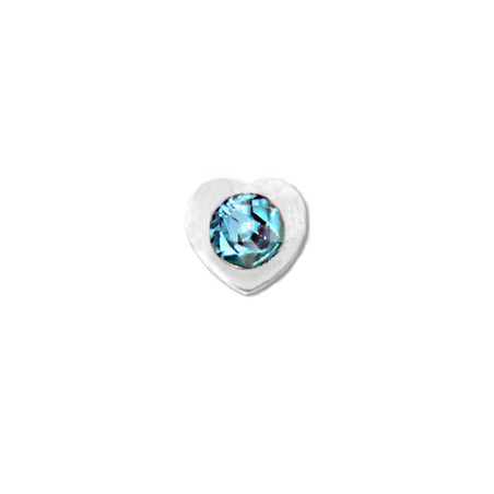 Piercing nez tige droite micro bille cœur strass turquoise