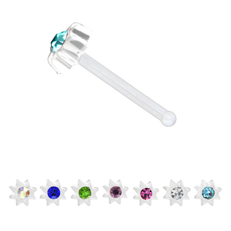 Piercing nez acrylique tige micro bille étoile strass