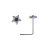 Piercing nez argent étoile strass couleur violet