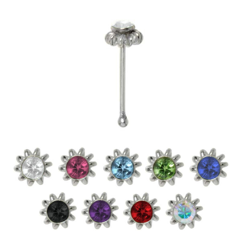 Piercing nez en argent fleur spirale couleur