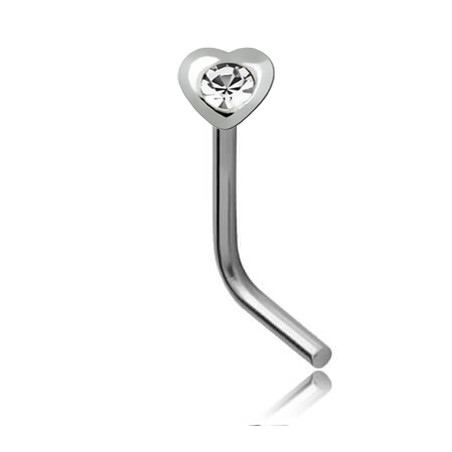 Piercing Nez Tige En L Avec étoile Et 9 Strass, Acier Chirurgical 0.8x6 Mm - Neuf Avec étiquettes !