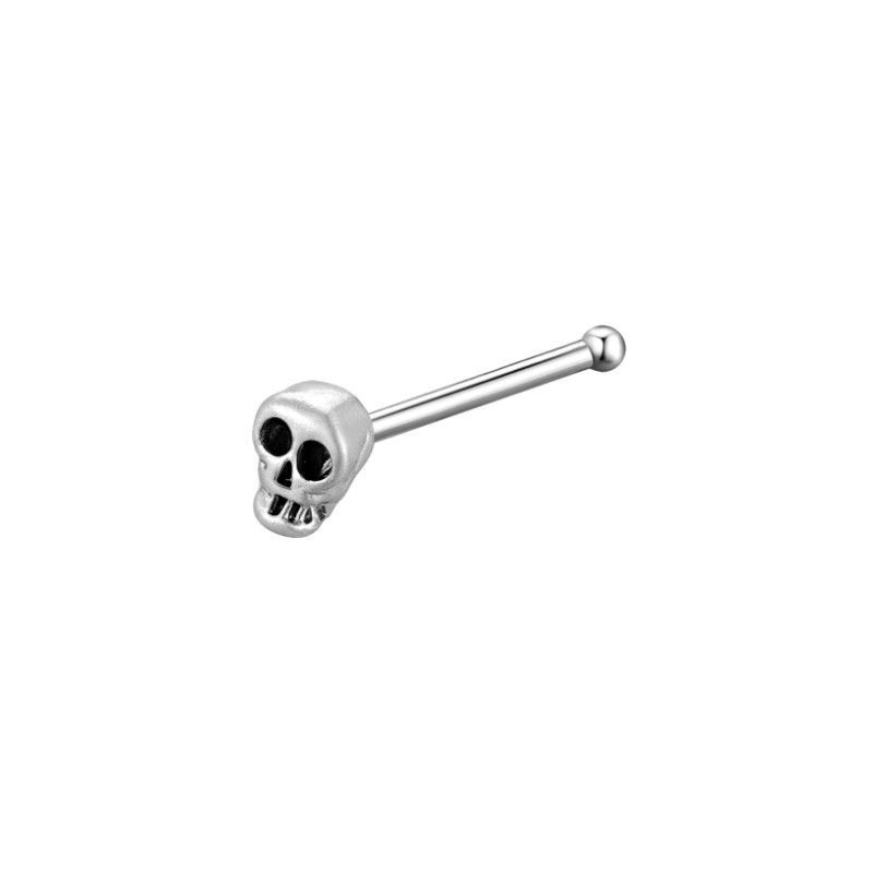 Piercing nez en argent tête de mort micro bille