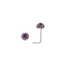 Piercing nez tige L argent fleur spirale strass violet
