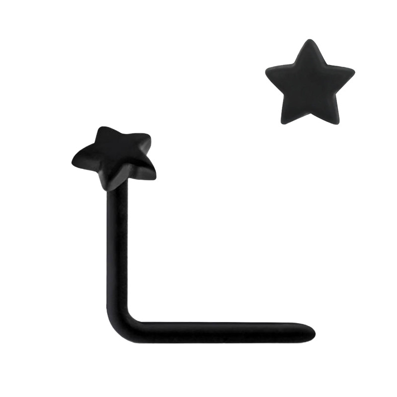 Piercing nez étoile noir acrylique tige L Piercing nez étoile noir acrylique tige L