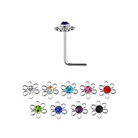 Piercing nez argent fleur...