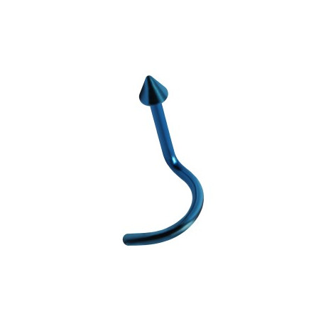 Piercing nez courbé spike 2mm bleu