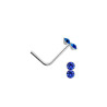 Piercing nez deux strass couleurs bleu en argent