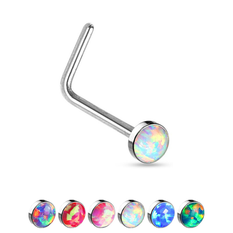 Piercing nez tige L pierre opale 2.5mm