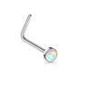 Piercing nez tige L pierre opale 2.5mm blanc