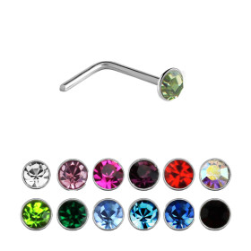 Piercing nez argent tige L strass CZ