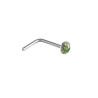 Piercing nez argent tige L strass CZ vert