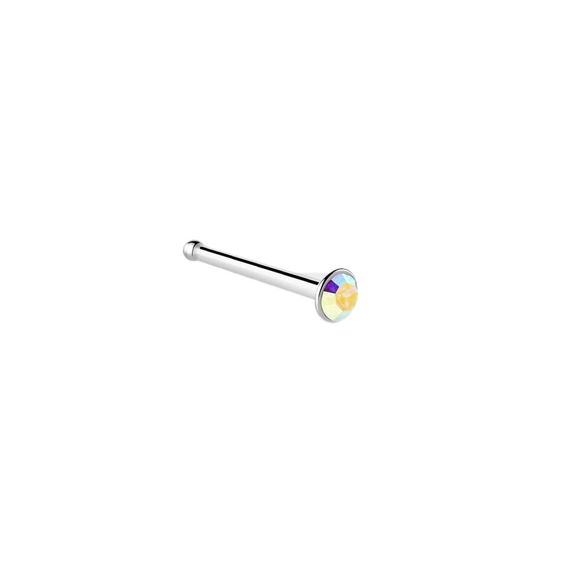 Piercing nez micro bille argent strass 1,5mm irisé Piercing nez micro bille argent strass 1,5mm irisé