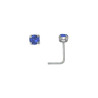 Piercing nez argent tige L strass griffé 2mm bleu