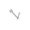 Piercing nez argent tige L cristal 4 griffes 1.5mm blanc