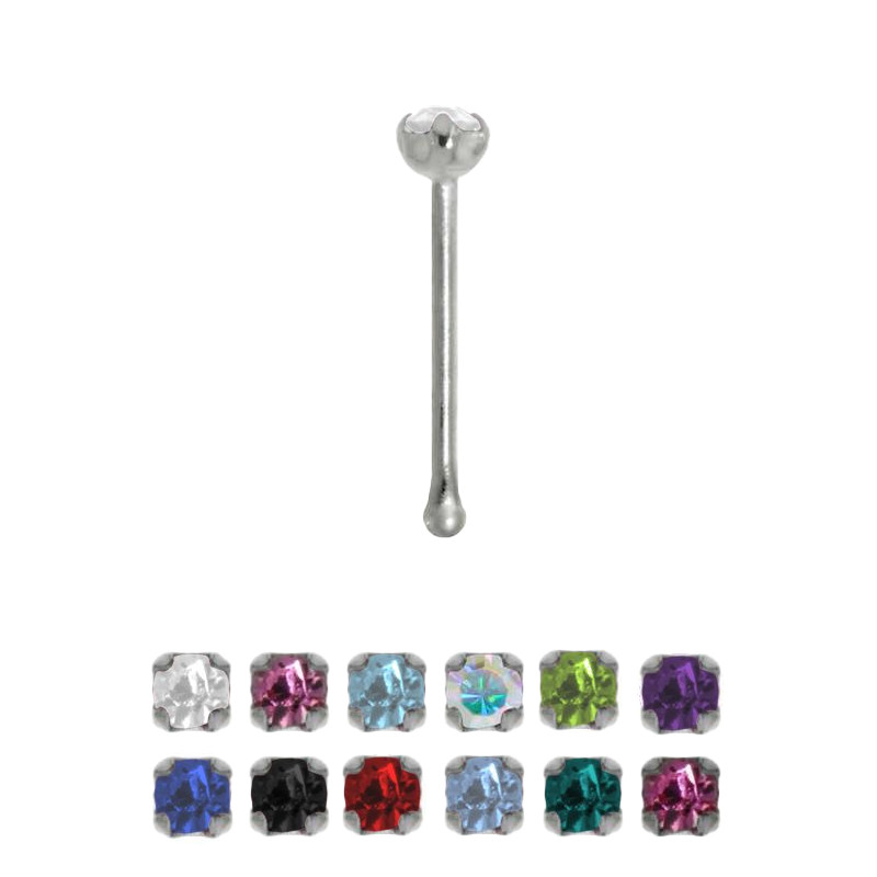 Piercing nez en argent 925 strass 1.5mm