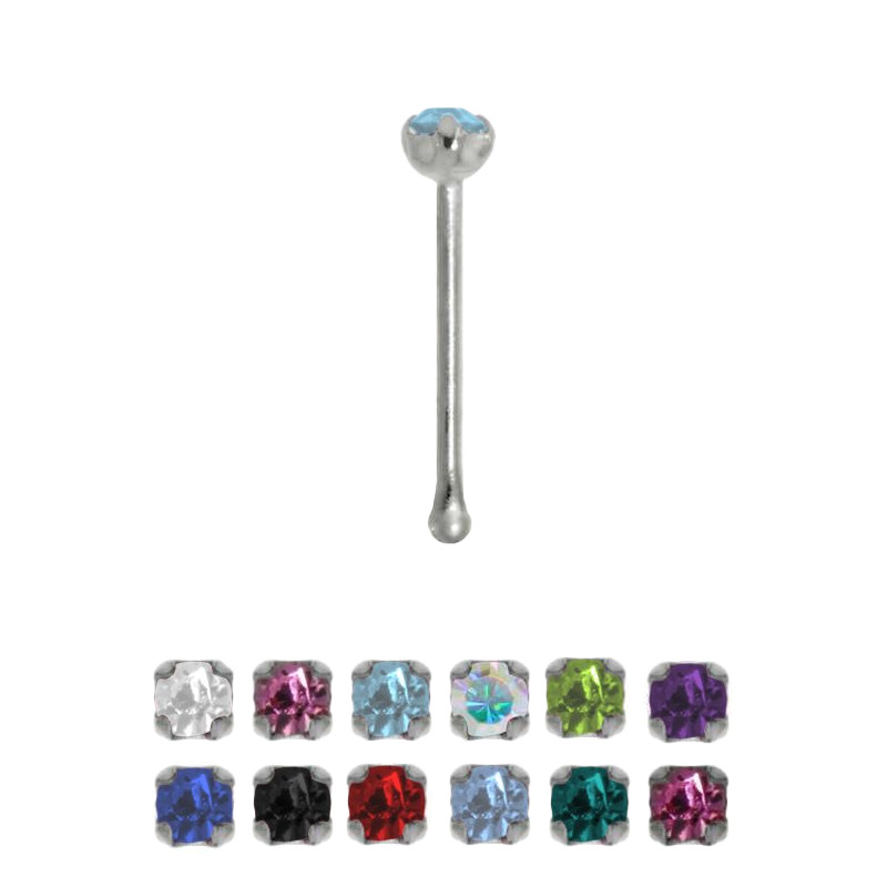 Piercing nez en argent 925 strass de 2mm