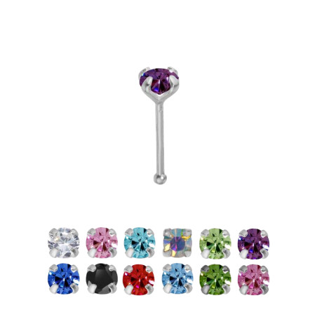 Piercing nez en argent 925 strass griffé de 2mm pas chère