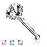 Piercing nez tige droite cristal rond - Stud nez