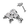 Piercing labret titane éventail rond strass perlé