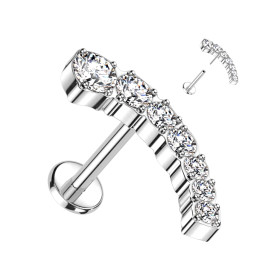 Piercing labret titane sertie de 7 CZ griffé blanc