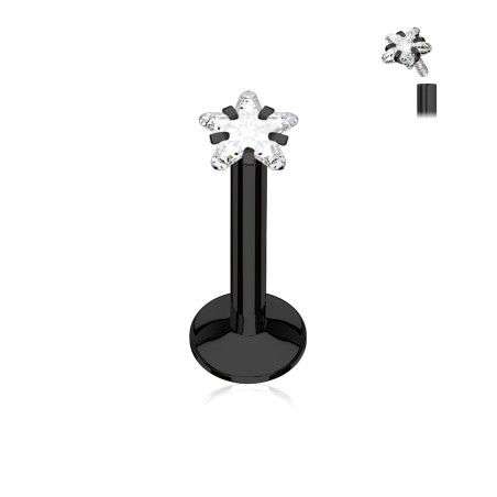 Piercing labret noir strass blanc étoile