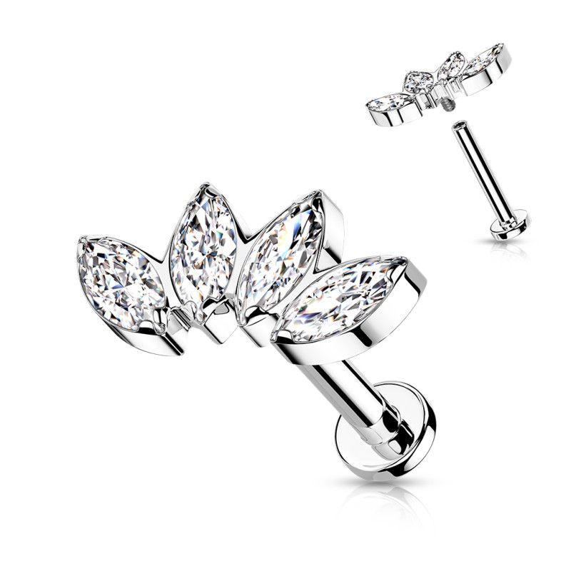 Piercing labret titane éventail 4 marquise