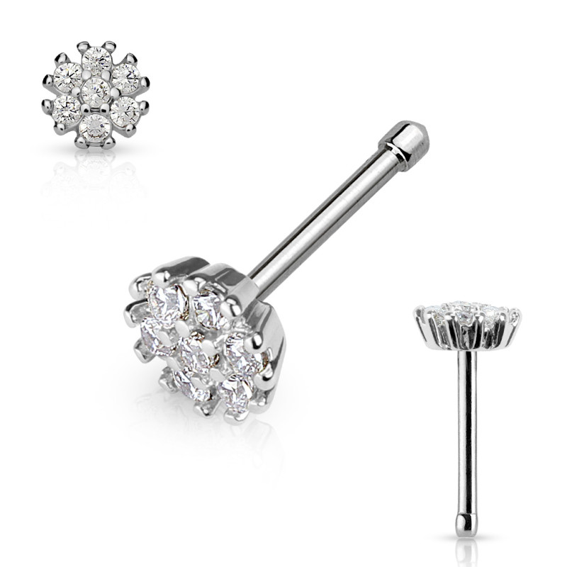 Piercing nez microbille fleur cristal