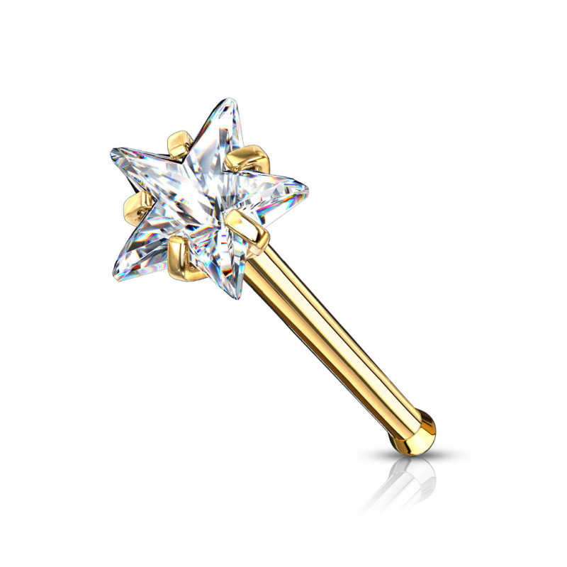 Piercing nez tige droite cristal rond - Stud nez