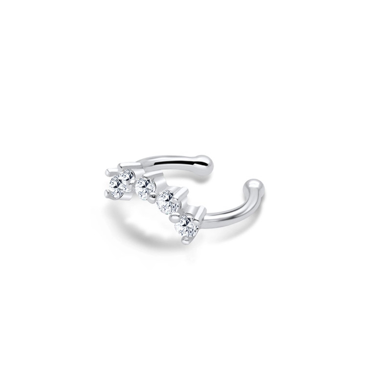 Bague d'oreille courbé 5 cristaux en argent