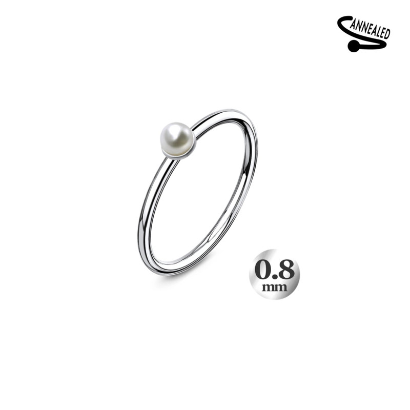 Piercing anneau nez perle en argent 0.8mm